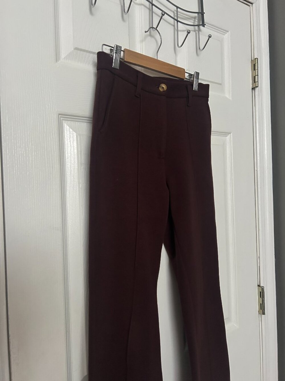 Urban Outfitters Dark Brown Ponte Flare Pants Women's Small Petite Dark Academia - Picture 3 of 11